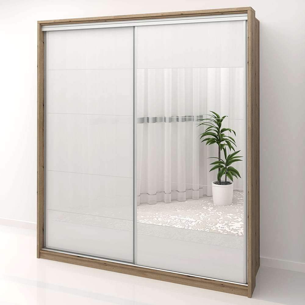 Dulap usi glisante cu oglinda PRIMAVERA MDF Alb lucios