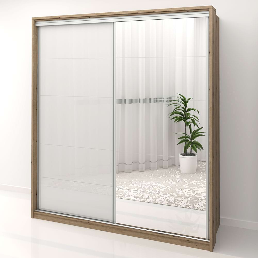 Dulap usi glisante cu oglinda PRIMAVERA MDF Alb lucios