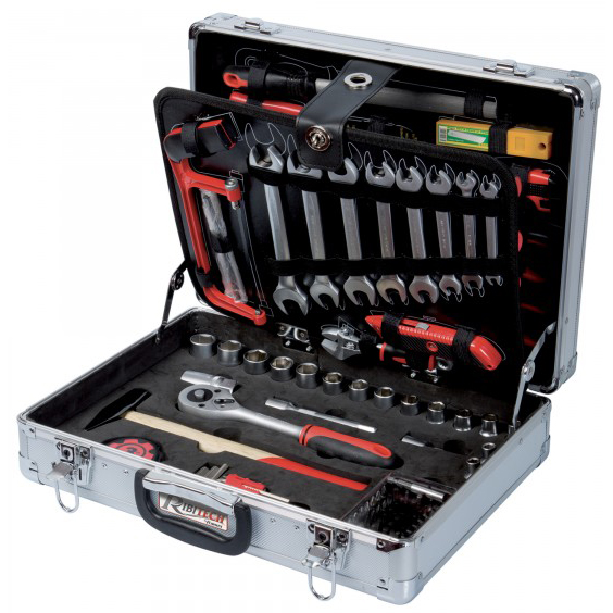 Trusa profesionala chei tubulare RIBITECH 149 piese, crom vanadiu, valiza din aluminiu