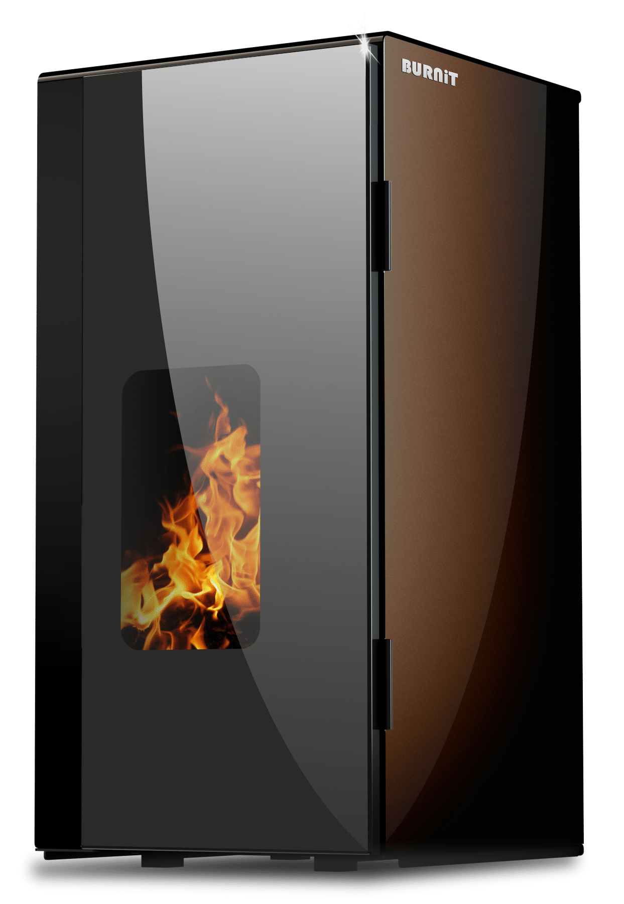 Termosemineu pe peleti Burnit Vision Brown 13 kw, echipat cu pompa de circulatie, vas de expansiune, automatizare, suprafata pana la 80 metri patrati