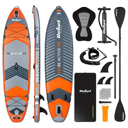 Set placa gonflabila SUP REBEL ACTIVE PADDLE RBA-4507-OR, 335 x 84 x 15 cm (Portocaliu)