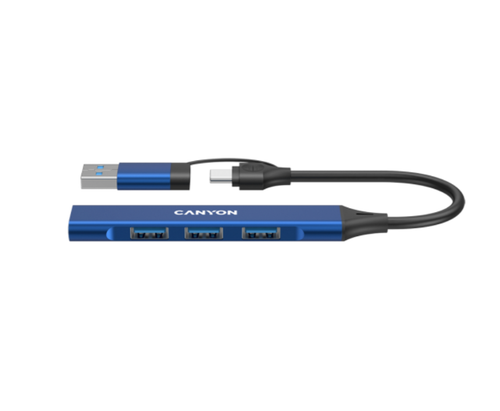 Hub Canyon DS-02, 1 x USB-A 3.0, 3 x USB-A 2.0 (Albastru)