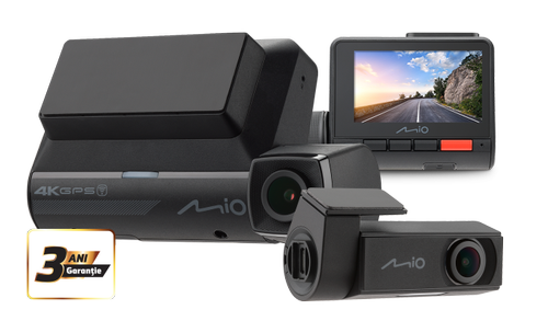 Camera auto Mio MiVue™ 955WD (Dual) 4K, Camera Spate MiVue™ E60 Inclusa, Ecran IPS 2.7inch, Sony STARVIS™, Unghi de vizualizare 140°