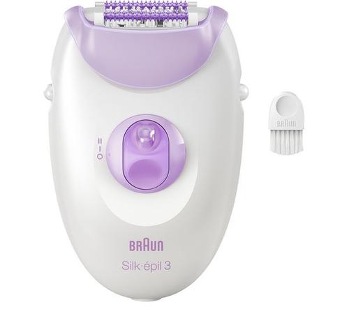 Epilator Braun Silk-epil 3 SE3-000, 20 pensete MicroGrip, 2 viteze, Smart Light (Alb/Violet)
