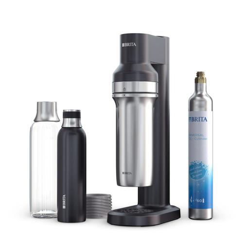 Aparat de sifon Brita sodaTRIO, Sticla din inox, Sticla premium, Butelie CO2 (Negru)