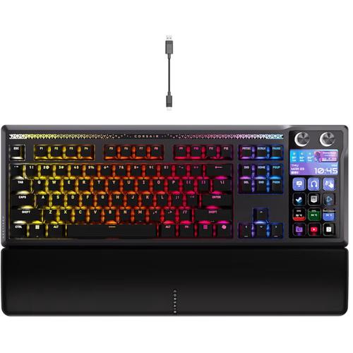 Tastatura mecanica gaming Corsair GALLEON 100 SD, MLX Pulse switches, built-in Stream Deck interface, ecran LCD 5inch customizabil, USB, Negru