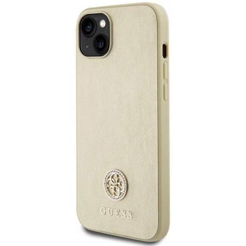 Husa Protectie Spate Guess 4G Strass Metal Logo Apple pentru Apple iPhone 15 (Auriu)