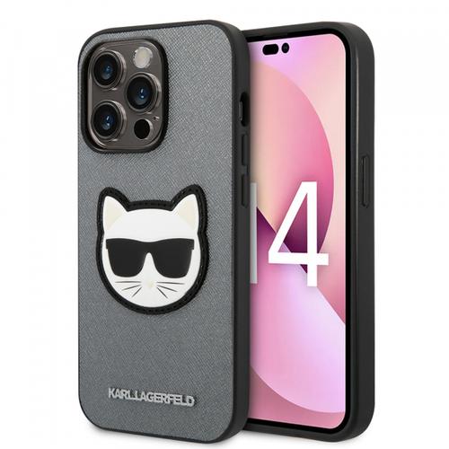 Husa pentru Apple iPhone 14 Pro Max, Karl Lagerfeld, Saffiano Choupette's Head, Argintie