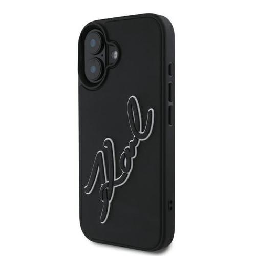 Husa pentru Apple iPhone 16, Karl Lagerfeld, 3D Rubber Signature, Neagra