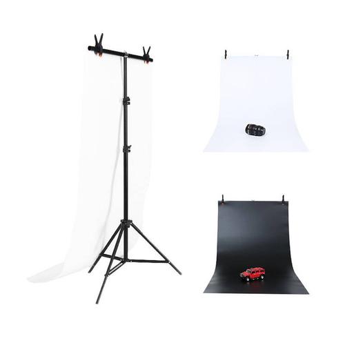 Set stativ si fundal pentru studio foto DCA0976 Puluz, 70x200cm (Negru/Alb)