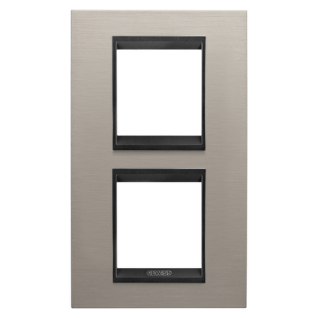 PLACA INTERNATIONALA LUX - IN METAL - 2+2 MODULE VERTICALE - ALUMINIU PERIAT LAVY - CADRU INTERIOR NEGRU MAT - CHORUSMART