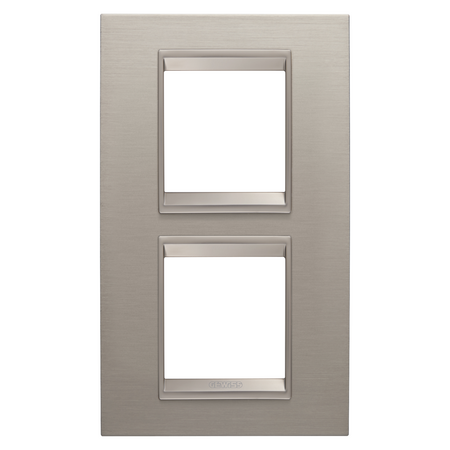 PLACA INTERNATIONALA LUX - IN METAL - 2+2 MODULE VERTICAL - ALUMINIU PERIAT - CADRU INTERIOR BRONZ MAT - CHORUSMART