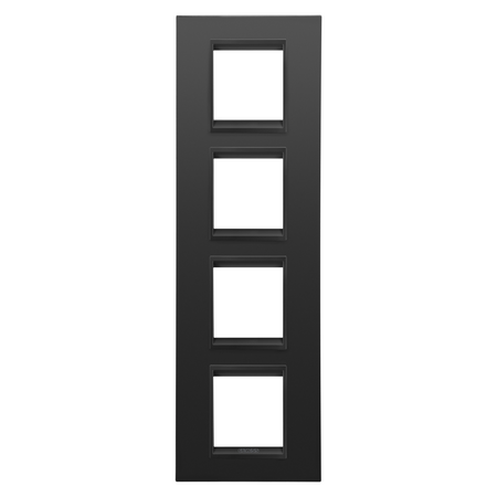 PLACA INTERNATIONALA LUX - IN METAL - 2+2+2+2 MODULE VERTICAL - SATIN MONOCROM NEGRU - CHORUSMART