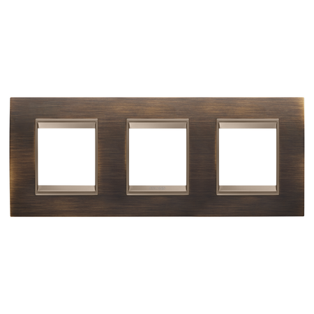 PLACA INTERNATIONALA LUX - IN METAL - 2+2+2 MODULE ORIZONTALE - ALAMA ANTICA LAVY - CADRU INTERIOR BRONZ MAT ÎNCHIS - CHORUSMART