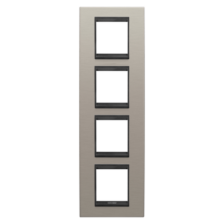PLACA INTERNATIONALA LUX - IN METAL - 2+2+2+2 MODULE VERTICAL - ALUMINIU PERIAT LAVY - CADRU INTERIOR NEGRU MAT - CHORUSMART