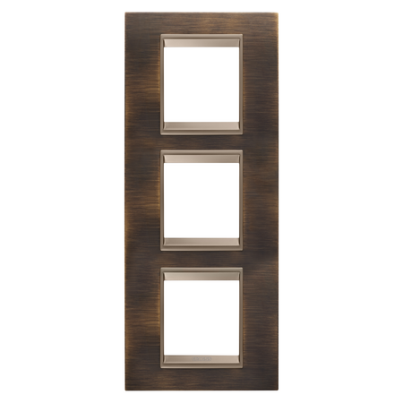 PLACA INTERNATIONALA LUX - IN METAL - 2+2+2 MODULE VERTICAL - ALAMA ANTICA LAVY - CADRU INTERIOR BRONZ MAT ÎNCHIS - CHORUSMART