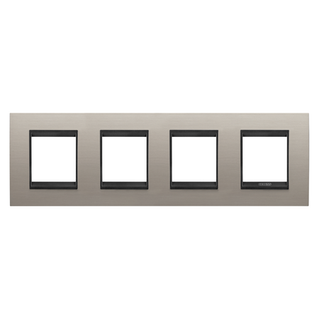 PLACA INTERNATIONALA LUX - IN METAL - 2+2+2+2 MODULE ORIZONTALE - ALUMINIU PERIAT LAVY - CADRU INTERIOR NEGRU MAT - CHORUSMART