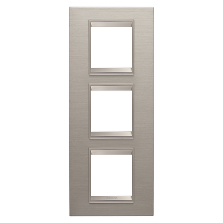 PLACA INTERNATIONALA LUX - IN METAL - 2+2+2 MODULE VERTICAL - ALUMINIU PERIAT - CADRU INTERIOR BRONZ MAT - CHORUSMART