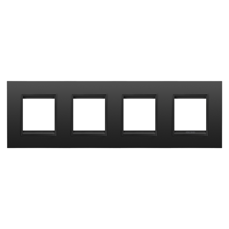 PLACA INTERNATIONALA LUX - IN METAL - 2+2+2+2 MODULE ORIZONTAL - NEGRU SATINAT MONOCROM - CHORUSMART