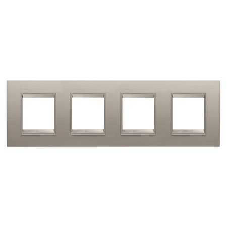 PLACA INTERNATIONALA LUX - IN METAL - 2+2+2+2 MODULE ORIZONTALE - ALUMINIU PERIAT - CADRU INTERIOR BRONZ MAT - CHORUSMART