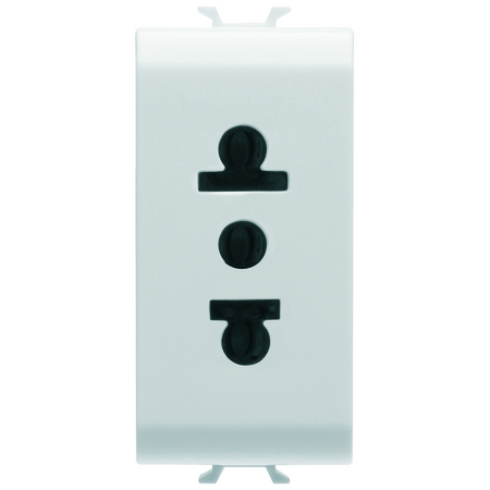 PRIZA STANDARD EURO-AMERICANA 250/125V c.a. - 2P+E 15A - 1 MODUL - ALB SATINAT - CHORUSMART