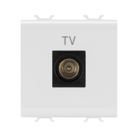 PRIZA TV COAXIALA, ECRANARE CLASA A - CONECTOR TATA IEC 9,5 MM - DIRECT - 2 MODULE - ALB SATINAT - CHORUSMART