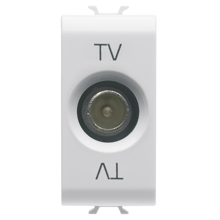 PRIZA TV COAXIALA, ECRANARE CLASA A - CONECTOR tatA IEC 9,5 mm - ALIMENTARE 10 dB - 1 MODUL - ALB SATINAT - CHORUSMART