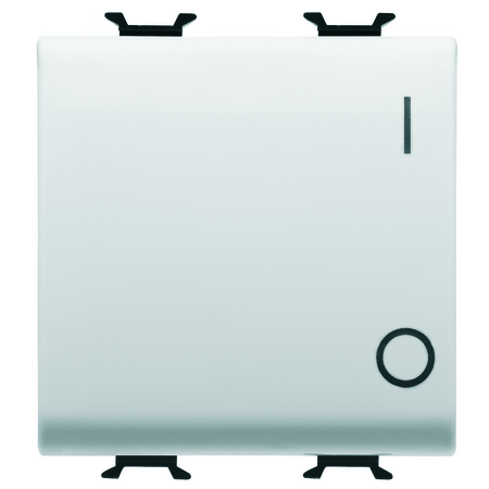 ÎNTRERUPATOR UNIDIRECTIONAL 2P 250V C.A. - 16AX - BUTON NEUTRU - SIMBOL 0/1 - 2 MODULE - ALB SATINAT - CHORUSMART