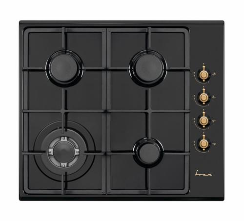 Plita incorporabila FRAM FBH-V4IWF-RBK, Gaz, 4 Arzatoare, Arzator Wok, Aprindere electrica, Sistem siguranta (Negru)
