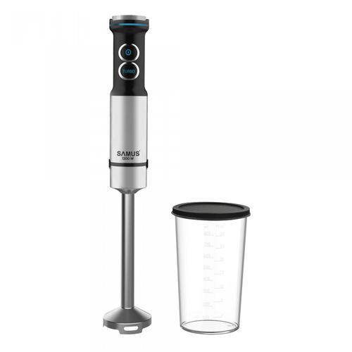 Mixer vertical Samus SB1200S, 1200 W, Turatie reglabila, Functie Pulse, Picior inox, Pahar 0.8 L (Negru/Inox)