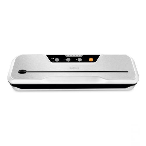 Aparat de vidat si sigilat Samus VACUUMALL, 110 W, Capacitate pompa ~ 80 kpa (9 litri/min), Setare tip aliment (umed/uscat), sigilare (etansare), vidare + sigilare, conexiune la vid extern, Rezervor captare lichid (15 ml), Latime de lucru 3