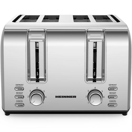 Prajitor de paine Heinner HTP-4S1500SS, 1500 W, capacitate 4 felii, 7 niveluri de rumenire (Inox)