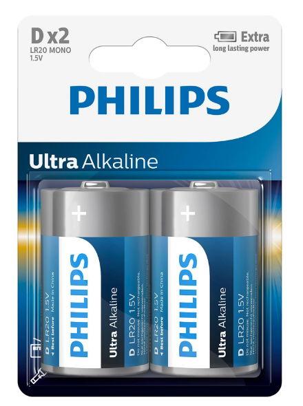 Baterii Philips Ultra Alkaline D, 2 buc