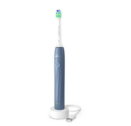 Periuta electrica Philips Sonicare 2100 HX4021/04, 2 intensitati, SmartTimer, QuadPacer, Autonomie 14 zile (Albastru)