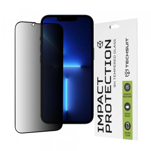 Folie de protectie Ecran Privacy Techsuit pentru Apple iPhone 14 Plus / 13 Pro Max, Sticla Securizata, Full Glue, 111D