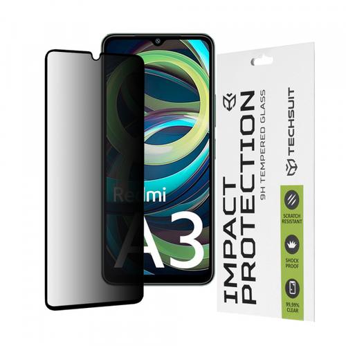 Folie de protectie Ecran Privacy Techsuit pentru Xiaomi Redmi A3x / A3, Sticla Securizata, Full Glue, 111D