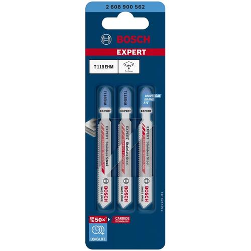 Set de 3 panze de fierastrau vertical Bosch Expert Stainless Steel T 118 EHM 2608900562, 1.4 spatiere dinti, 83 mm lungime