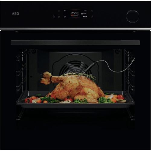 Cuptor incorporabil AEG TR7PB63ZSB, Electric, SteamCrisp-gatire cu abur, Conectivitate WI-FI, Autocuratare pirolitica, Control touch, 167 programe predefinite, Senzor gatire, Inchidere amortizata a usii, 72 L, Clasa A+ (Negru)