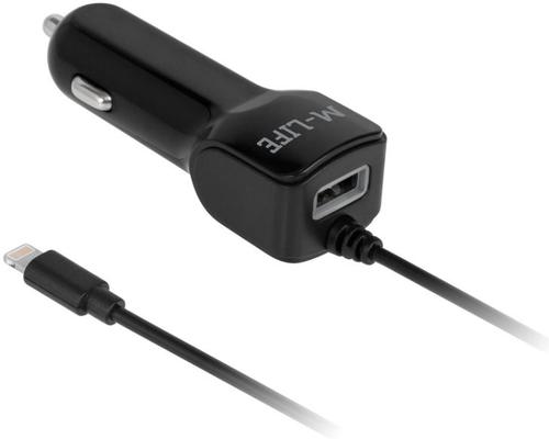 Incarcator Auto M-Life ML0993, 1x USB/1x Lightning, 2.1A (Negru)