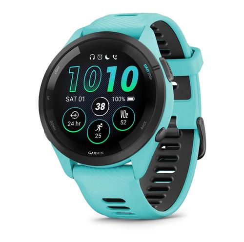 Smartwatch Garmin Forerunner 265, GPS, 46mm, Ecran AMOLED 1.3inch, Bluetooth, Wi-Fi, ANT+, Autonomie 13 zile, Monitorizare avansata activitati, 5 ATM (Albastru/Negru)
