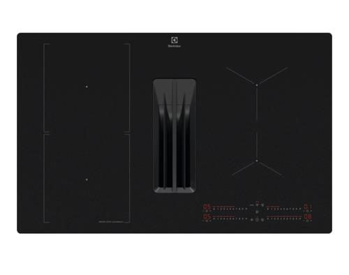 Plita incorporabila cu hota integrata Electrolux ECC83443CZ, Inductie, ComboHob FlexiBridge, 80 cm, Booster (4 zone), Motor inverter, 2 Filtre de carbon si aluminiu incluse, 650 mc/h, SaphirMatt (Negru)