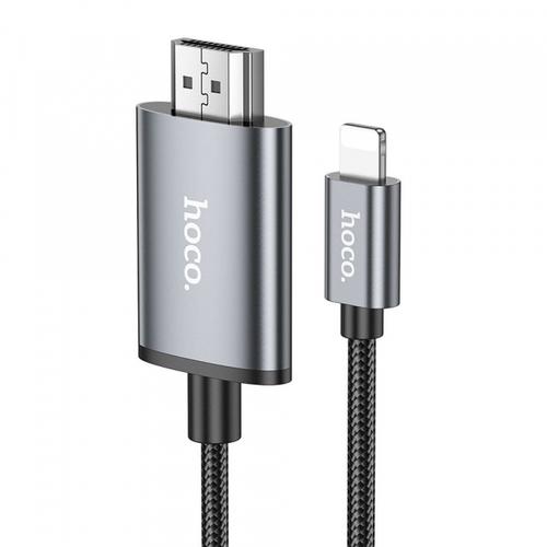 Cablu Audio si Video Lightning - HDMI HOCO UA27, 2m, Gri