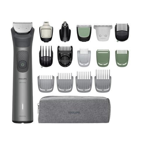 Aparat de tuns Philips All-in-One Trimmer Seria 7000 MG7941/15 17-in-1, Autonomie 120 minute, 22 setari lungime, 17 instrumente, Rezistent la apa (Gri)