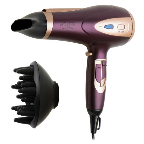 Uscator de par multifunctional Adler AD2248p, Putere 2400W, Concentrator, Functie Ionizare, 3 Trepte Temperatura, 2 Viteze (Roz)