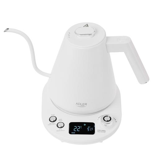 Cana electrica Adler AD1349, 1100W, 1L, 40-100 C, Mentinere caldura, Afisaj LED (Alb)