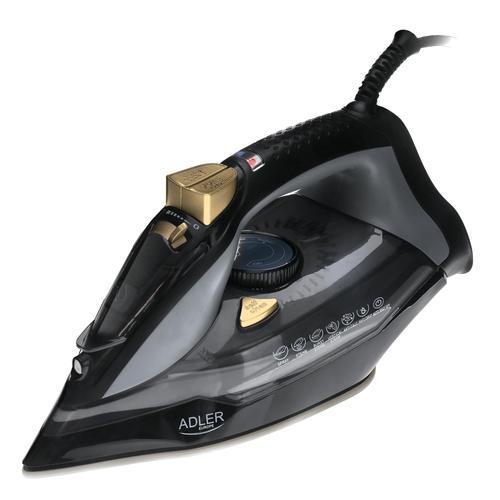 Fier de calcat Adler AD5038, 3000 W, Talpa ceramica, 5 functii, Rezervor 350 ml, Cablu 1.9m, Oprire automata (Negru)