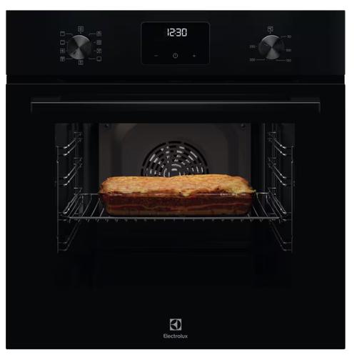 Cuptor incorporabil multifunctional Electrolux LOFGF00BK, Electric, 65 l, Clasa A, 9 functii, Autocuratare catalitica, Convectie, Timer cu display electronic, Grill, Ghidaj telescopic pe 1 nivel, 1 tava emailata + 1 gratar (Negru)