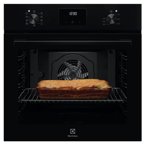 Cuptor incorporabil multifunctional Electrolux LOF3H10K, Electric, 72 l, Clasa A+, 9 functii, Convectie, Timer electronic, Grill, Ghidaj telescopic pe 1 nivel, 2 tavi emailate + 1 gratar (Negru)