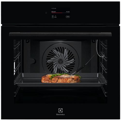 Cuptor incorporabil Electrolux LOE9P3XZ, 71 l, Conectivitate WI-FI, 85 de programe predefinite, TFT Activ, Autocuratare pirolitica, Grill, Senzor gatire, Convectie, 2 tavi emailate+1 gratar, Clasa  A++, Sticla neagra (Negru)