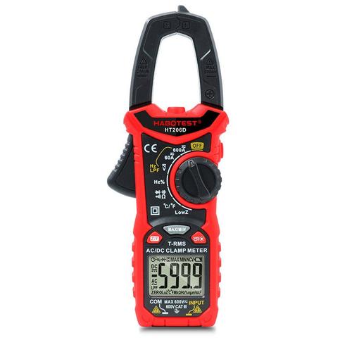 Aparat de masura digital Habotest HT206D, Clampmetru, Multimetru, True RMS, NCV, LPF, Afisaj LCD, Negru